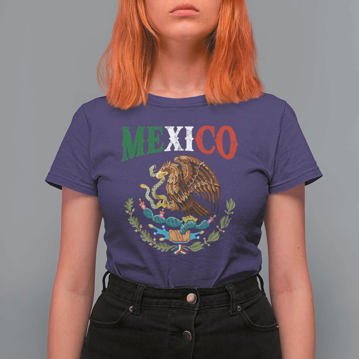 Mexican Coat Of Arms Mexico Vintage Flag T Shirt For Women
