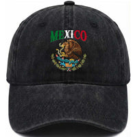 Mexican Coat Of Arms Mexico Vintage Flag Washed Cotton Baseball Cap