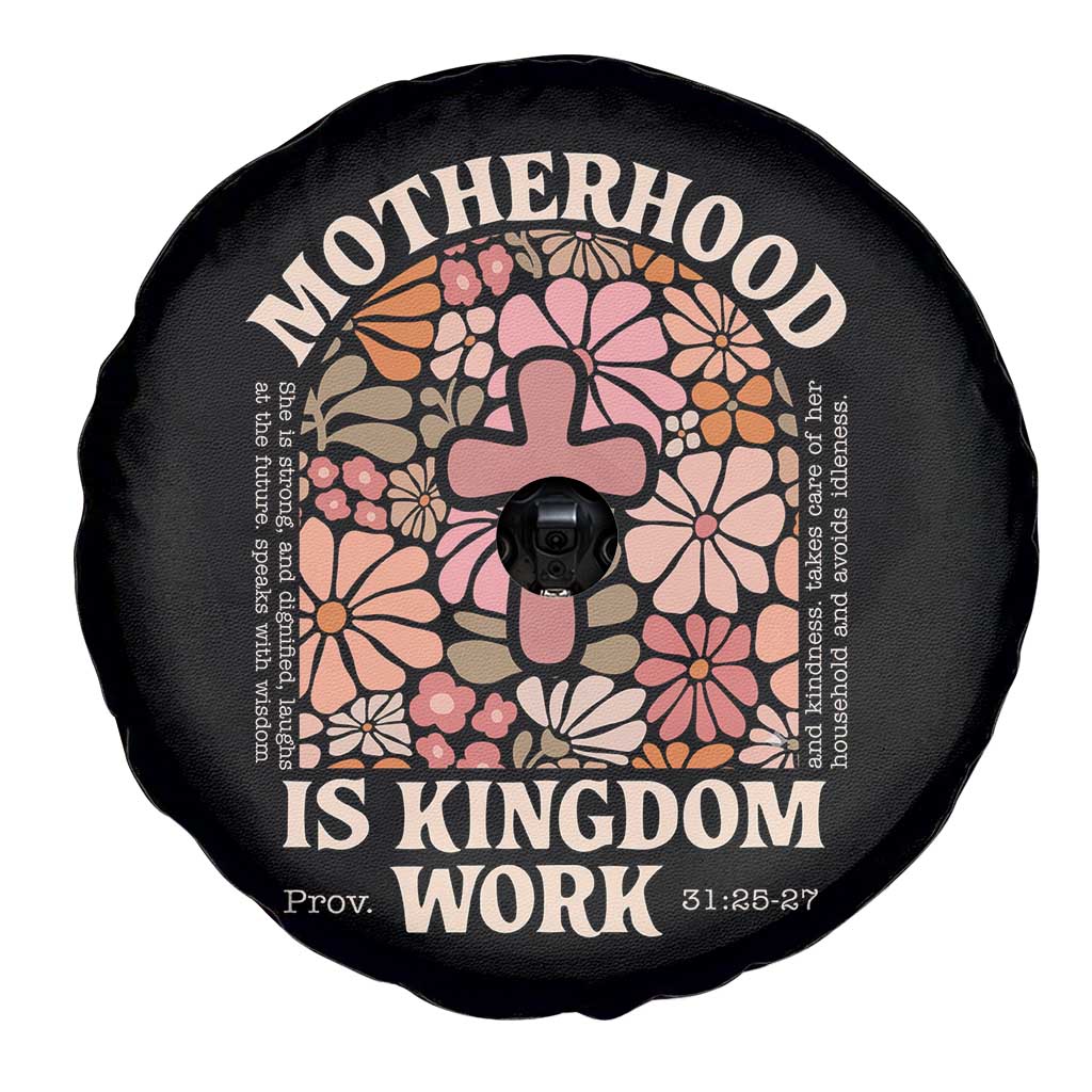 Christian Mom Spare Tire Cover Motherhood Is Kingdom Work Floral Mother's Day