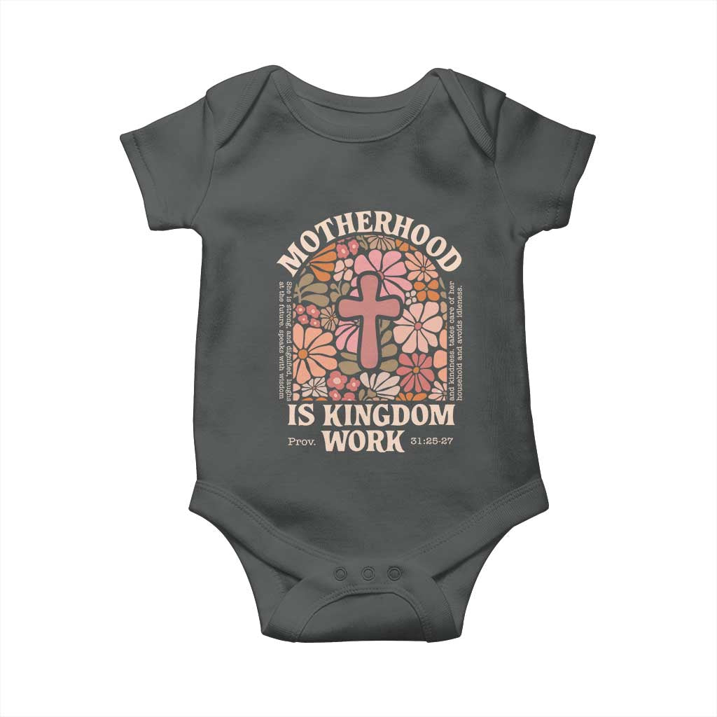Christian Mom Baby Onesie Motherhood Is Kingdom Work Floral Mother's Day