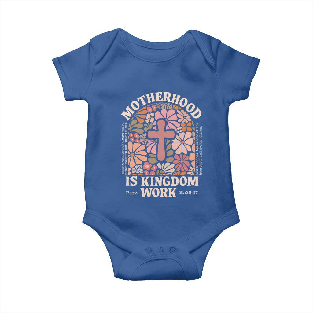 Christian Mom Baby Onesie Motherhood Is Kingdom Work Floral Mother's Day