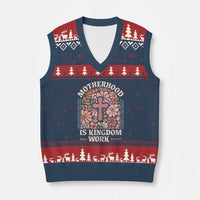 Christian Mom V-Neck Knit Sweater Vest Motherhood Is Kingdom Work Floral Mother's Day