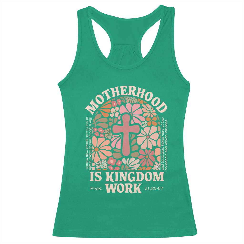 Christian Mom Racerback Tank Top Motherhood Is Kingdom Work Floral Mother's Day