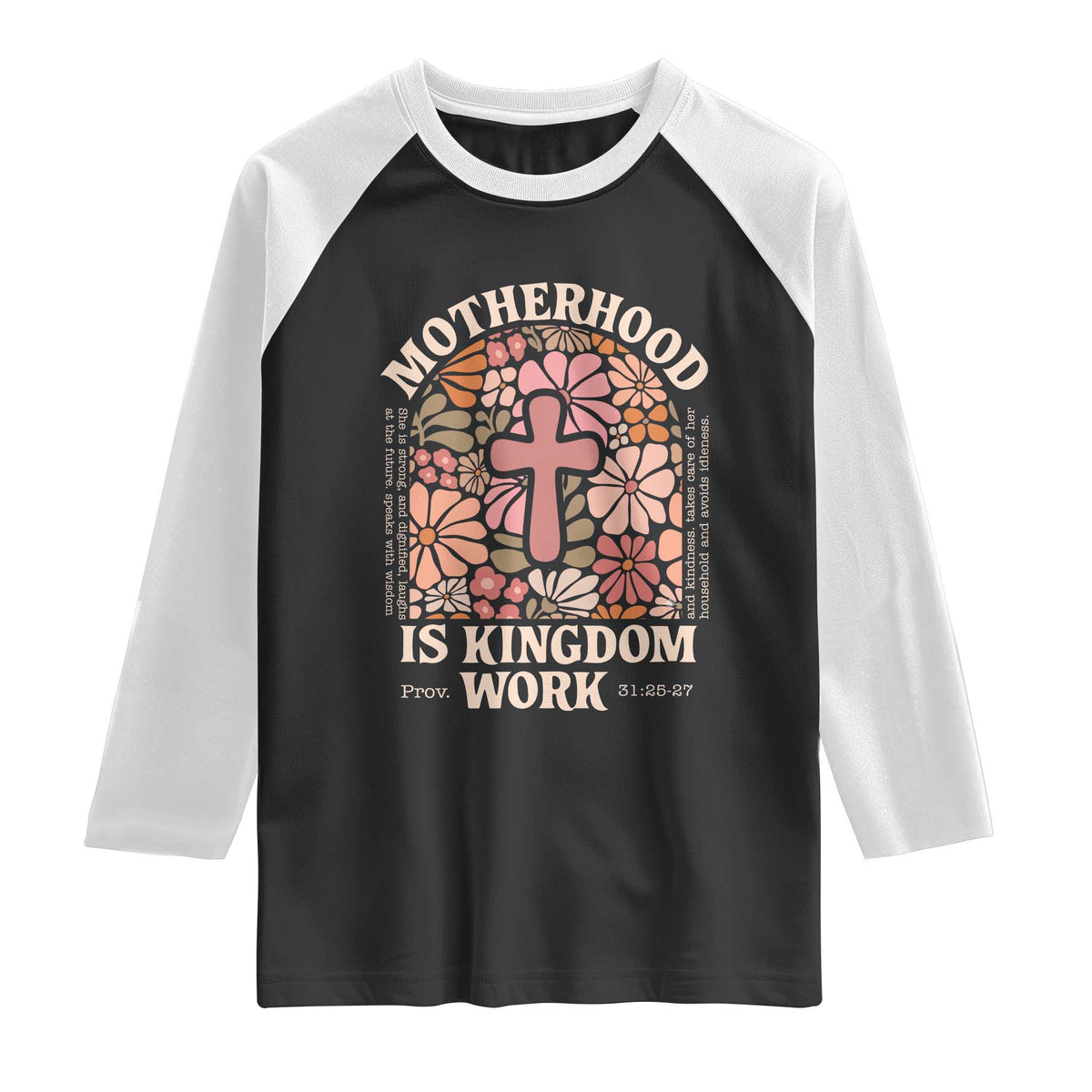 Christian Mom Raglan Shirt Motherhood Is Kingdom Work Floral Mother's Day
