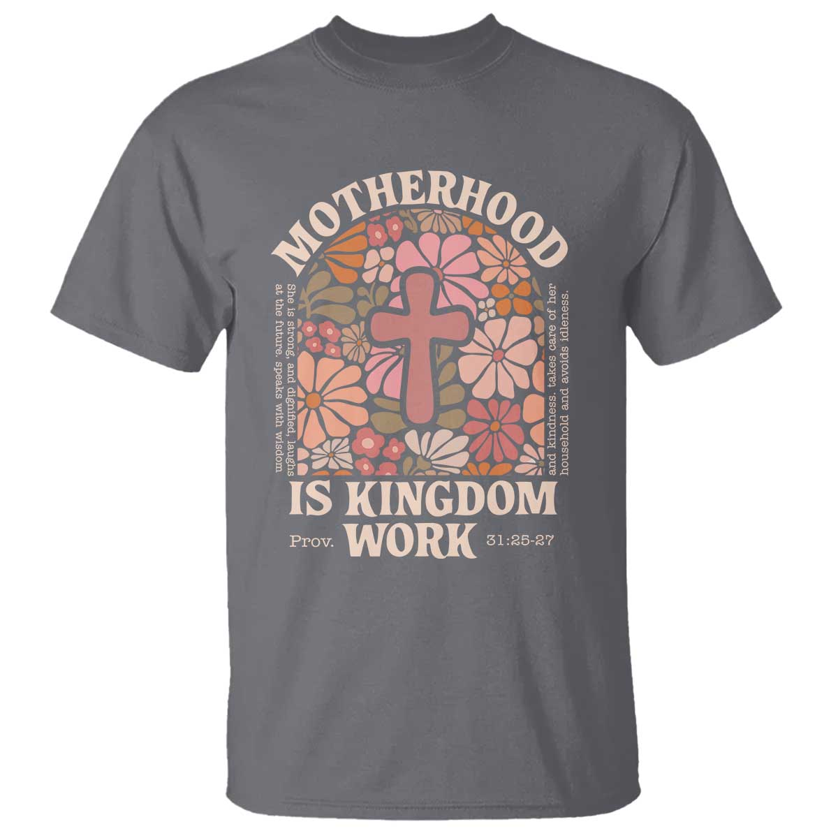 Christian Mom T Shirt Motherhood Is Kingdom Work Floral Mother's Day