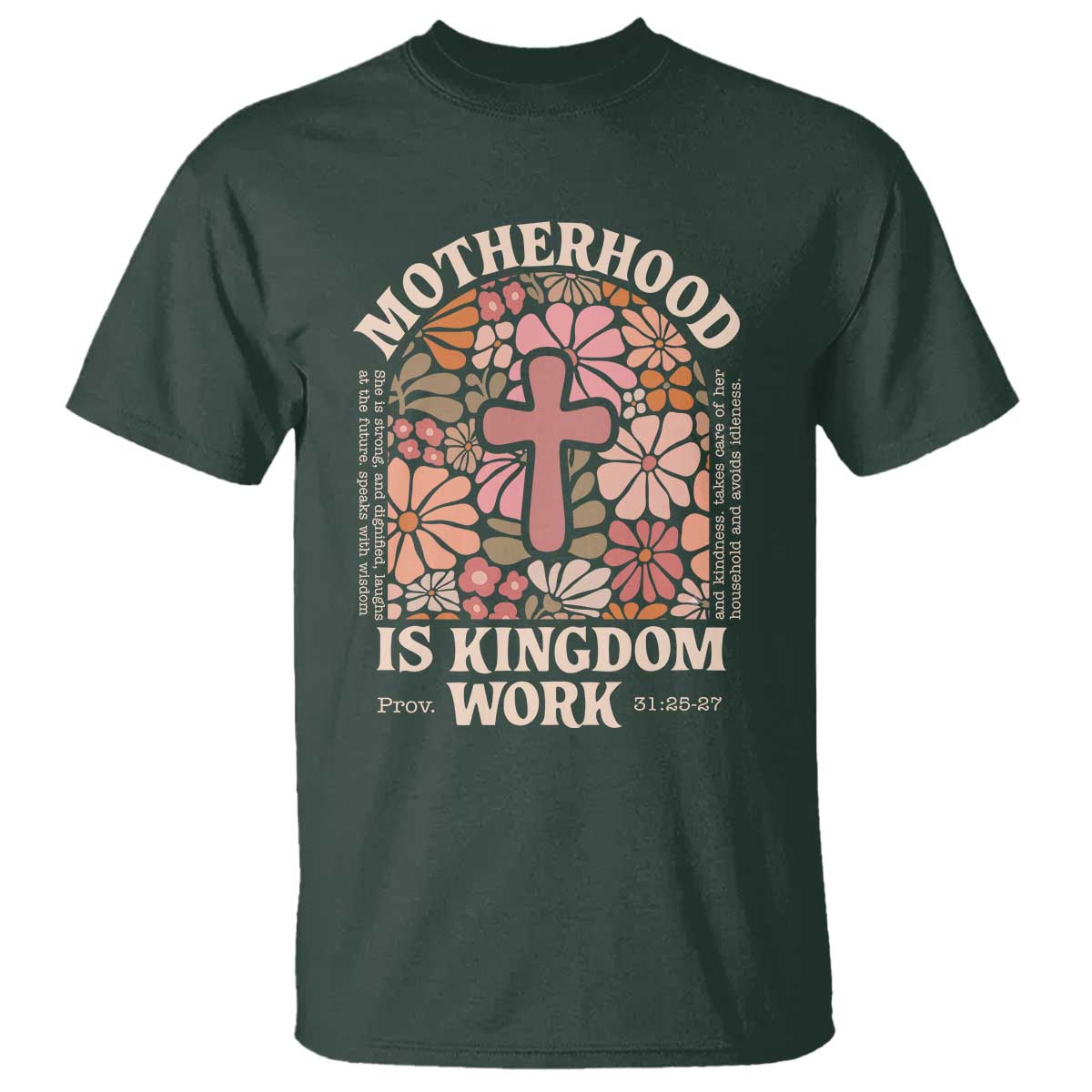 Christian Mom T Shirt Motherhood Is Kingdom Work Floral Mother's Day