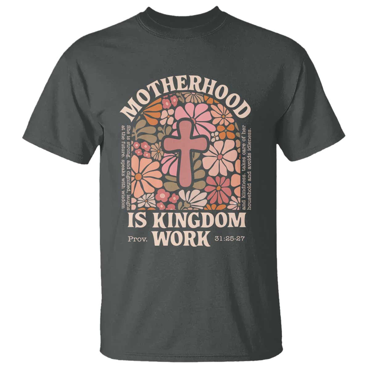 Christian Mom T Shirt Motherhood Is Kingdom Work Floral Mother's Day