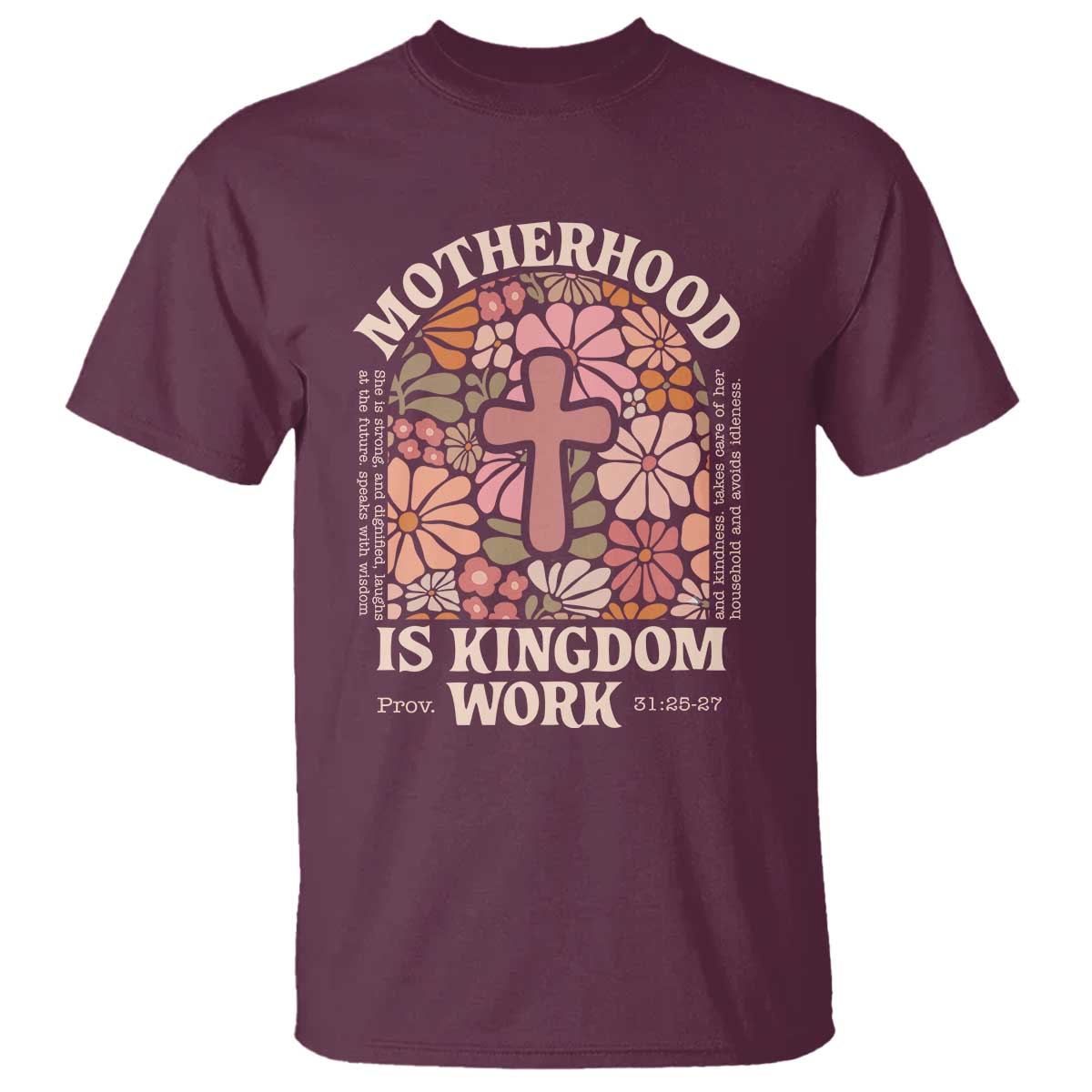 Christian Mom T Shirt Motherhood Is Kingdom Work Floral Mother's Day