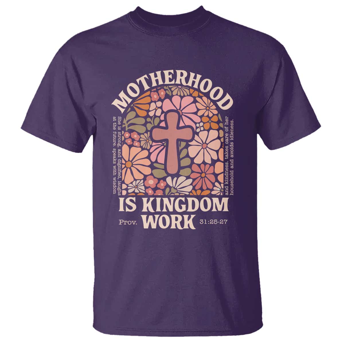 Christian Mom T Shirt Motherhood Is Kingdom Work Floral Mother's Day