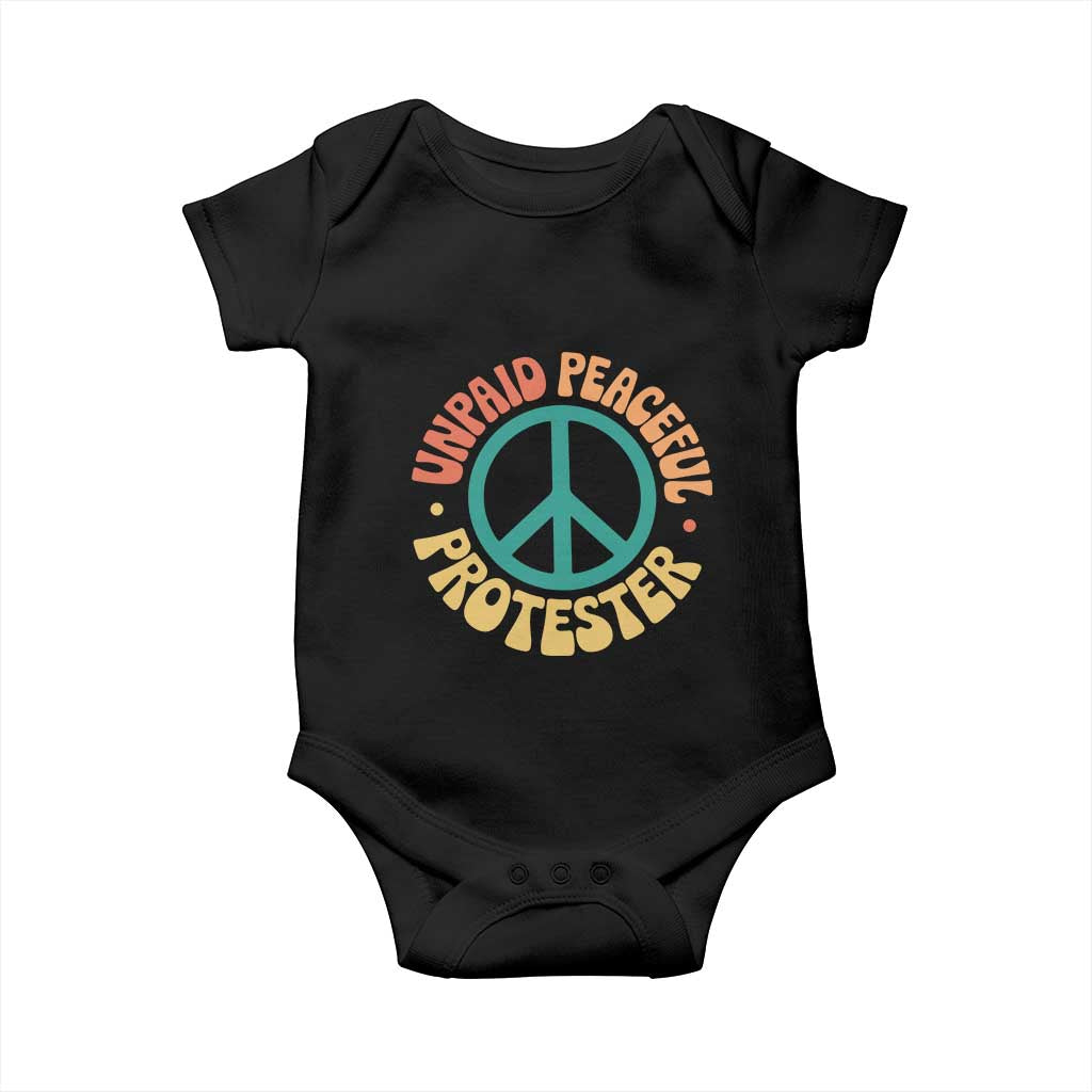 Unpaid Peaceful Protester Baby Onesie Social Justice Floral Peace Sign
