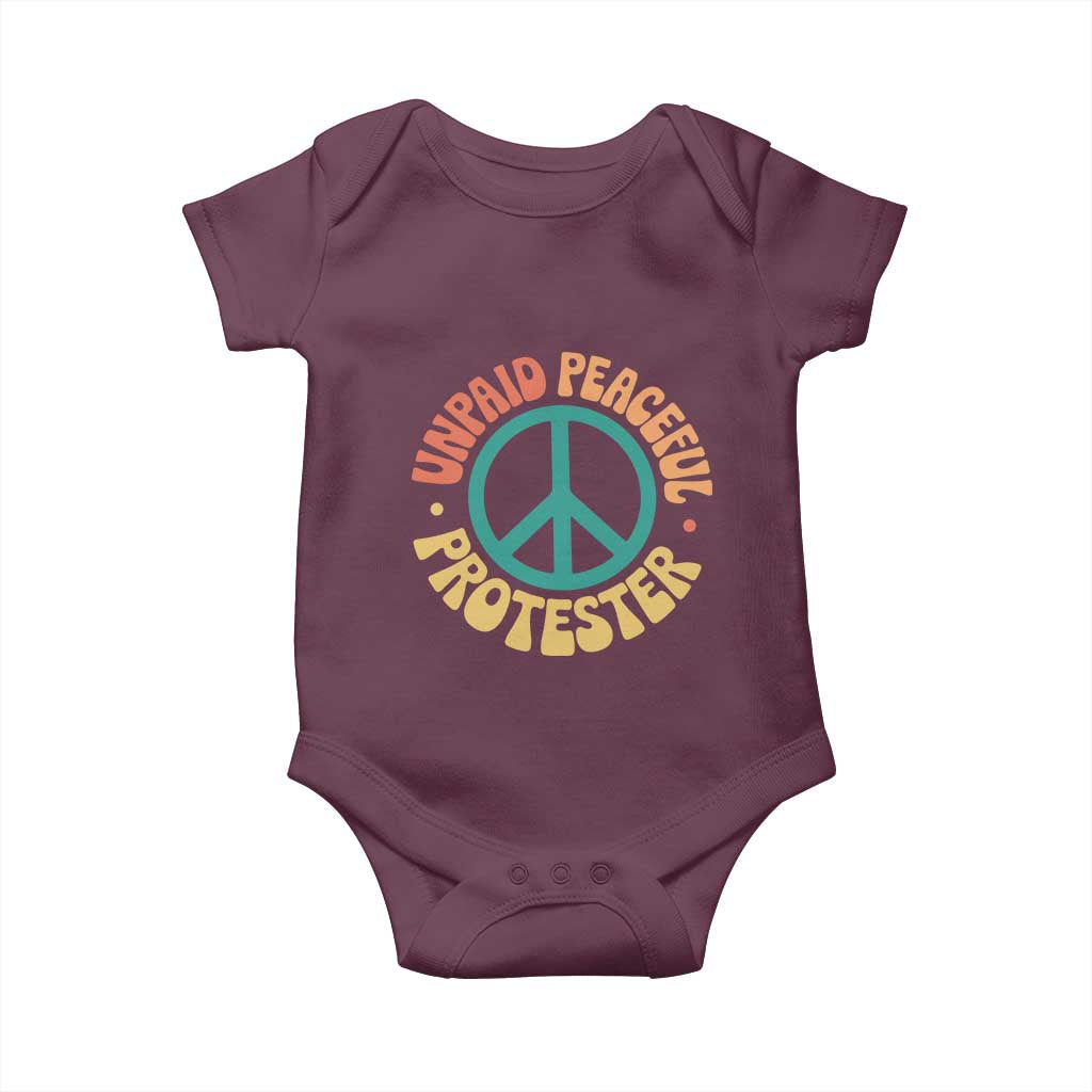 Unpaid Peaceful Protester Baby Onesie Social Justice Floral Peace Sign