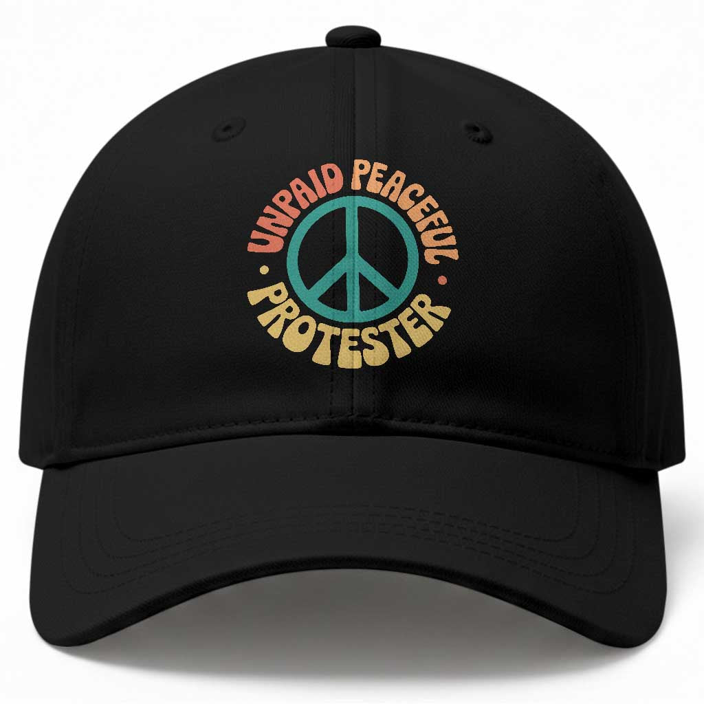 Unpaid Peaceful Protester Baseball Cap Social Justice Floral Peace Sign