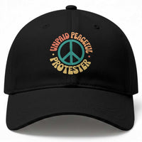 Unpaid Peaceful Protester Baseball Cap Social Justice Floral Peace Sign