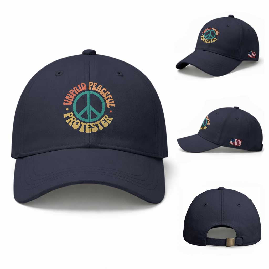 Unpaid Peaceful Protester Baseball Cap Social Justice Floral Peace Sign
