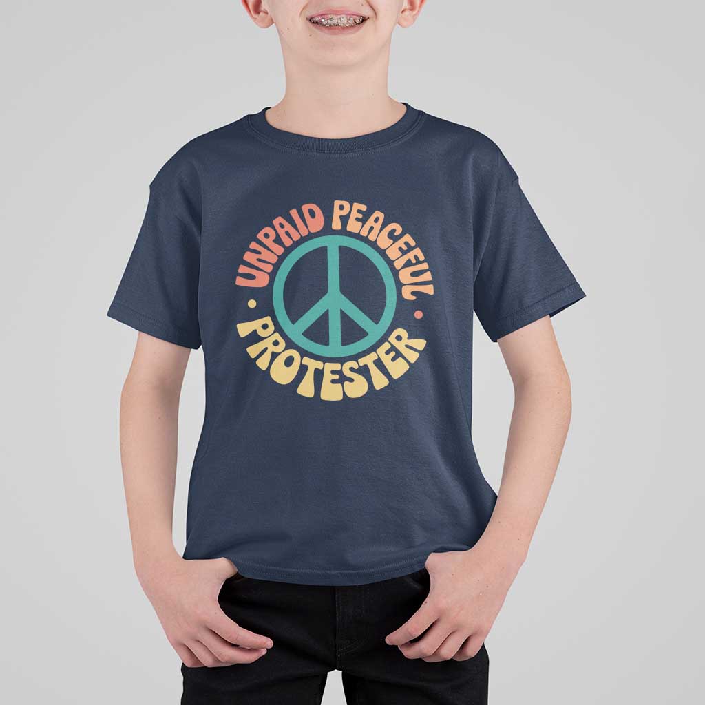 Unpaid Peaceful Protester T Shirt For Kid Social Justice Floral Peace Sign