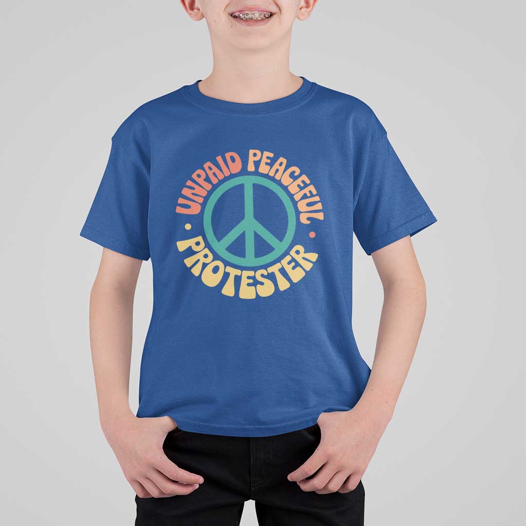 Unpaid Peaceful Protester T Shirt For Kid Social Justice Floral Peace Sign