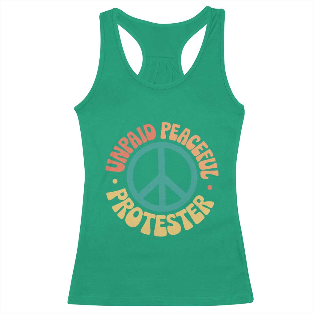 Unpaid Peaceful Protester Racerback Tank Top Social Justice Floral Peace Sign
