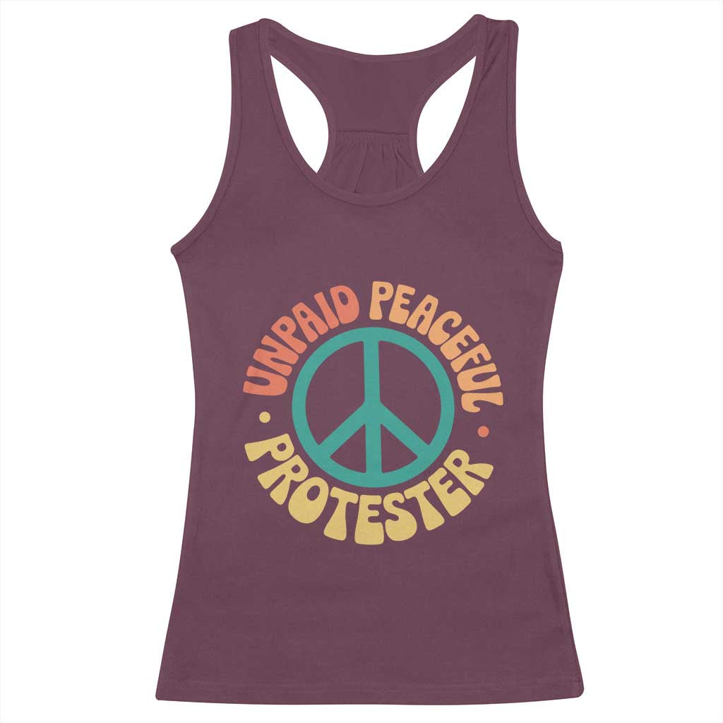 Unpaid Peaceful Protester Racerback Tank Top Social Justice Floral Peace Sign