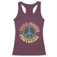 Unpaid Peaceful Protester Racerback Tank Top Social Justice Floral Peace Sign