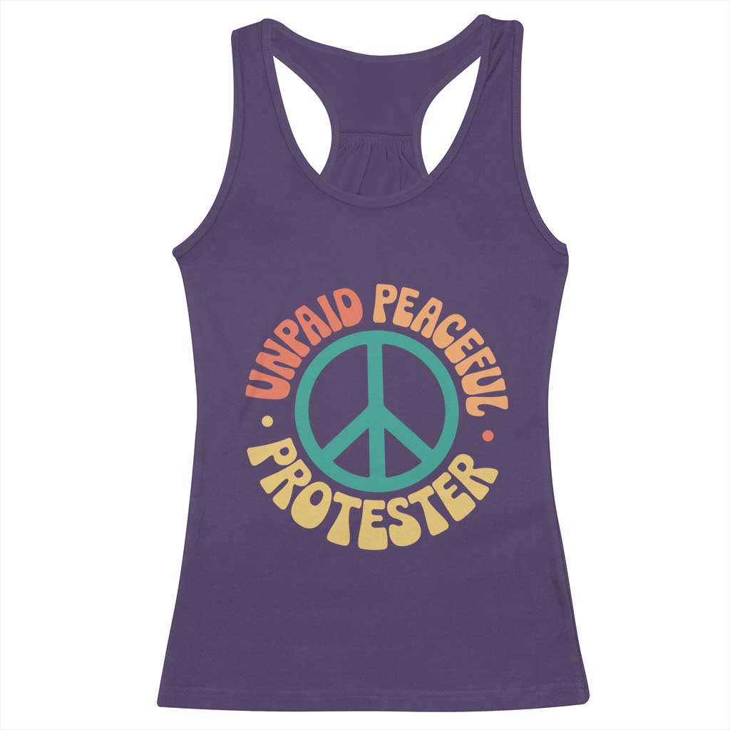 Unpaid Peaceful Protester Racerback Tank Top Social Justice Floral Peace Sign