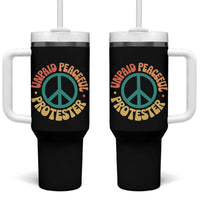 Unpaid Peaceful Protester Tumbler With Handle Social Justice Floral Peace Sign