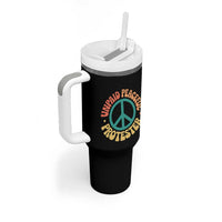 Unpaid Peaceful Protester Tumbler With Handle Social Justice Floral Peace Sign