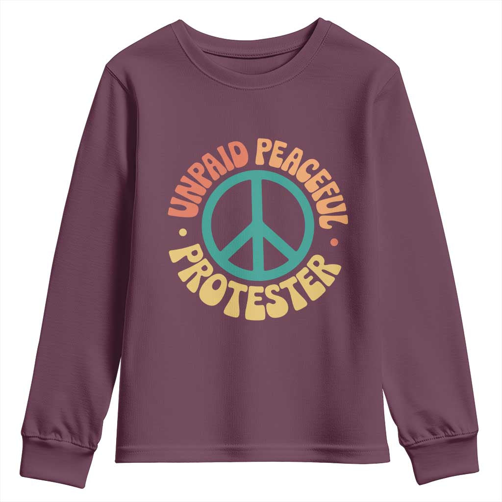 Unpaid Peaceful Protester Youth Sweatshirt Social Justice Floral Peace Sign