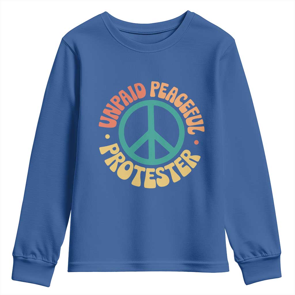 Unpaid Peaceful Protester Youth Sweatshirt Social Justice Floral Peace Sign