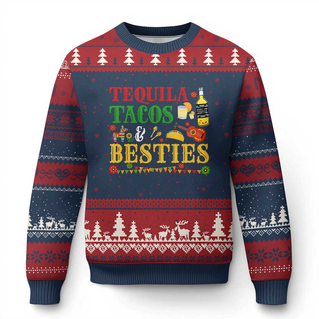 Tequila Tacos And Besties Ugly Christmas Sweater Funny Mexican Fiesta Cinco De Mayo