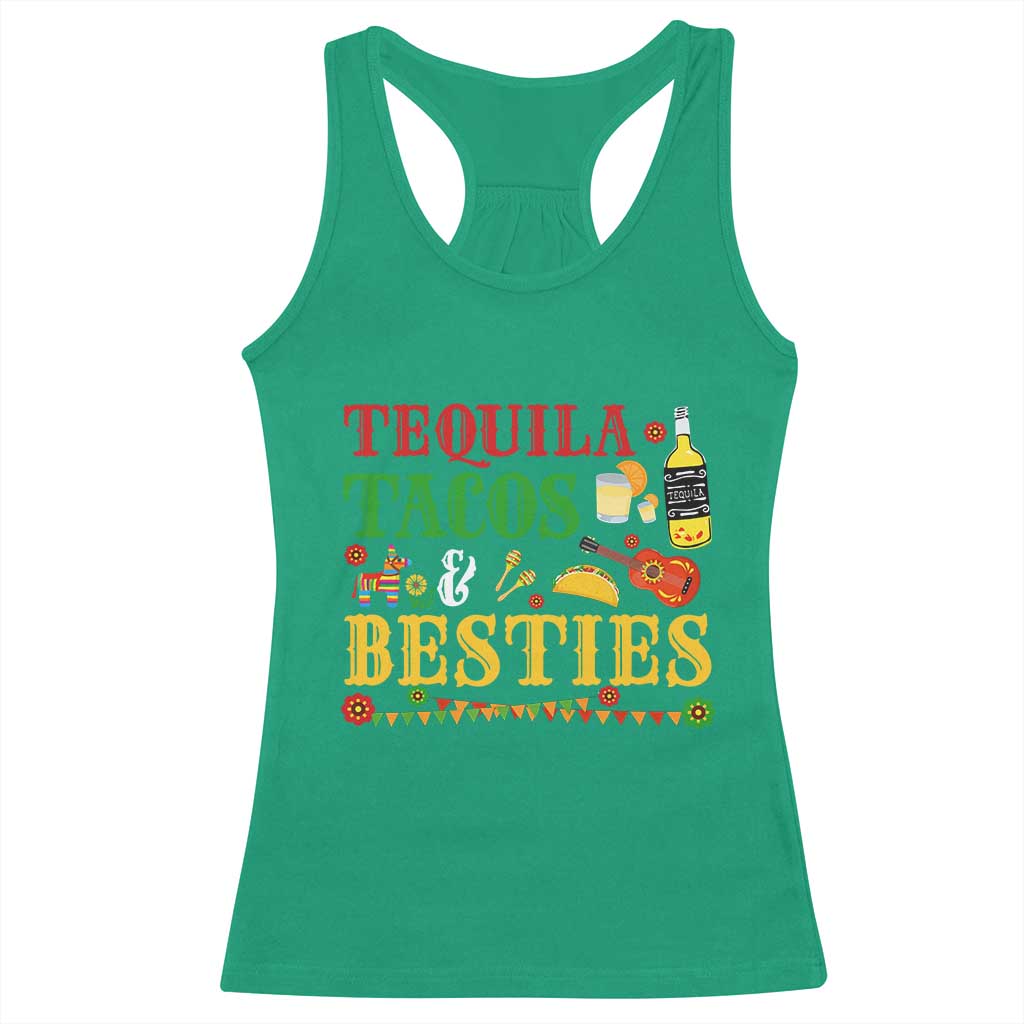 Tequila Tacos And Besties Racerback Tank Top Funny Mexican Fiesta Cinco De Mayo