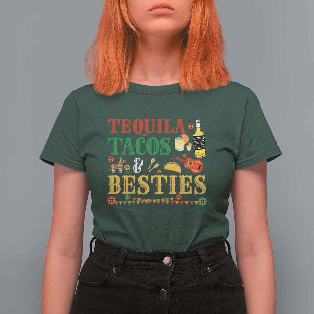 Tequila Tacos And Besties T Shirt For Women Funny Mexican Fiesta Cinco De Mayo