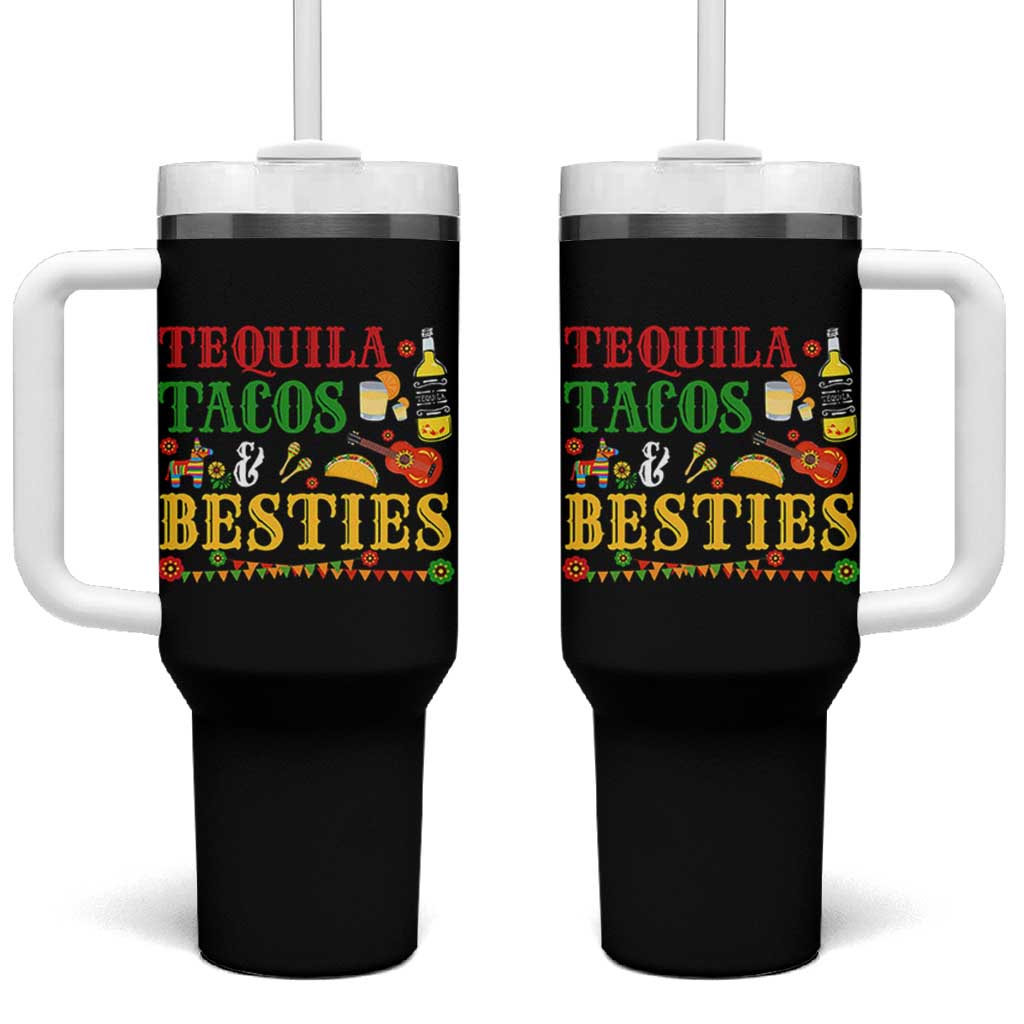 Tequila Tacos And Besties Tumbler With Handle Funny Mexican Fiesta Cinco De Mayo