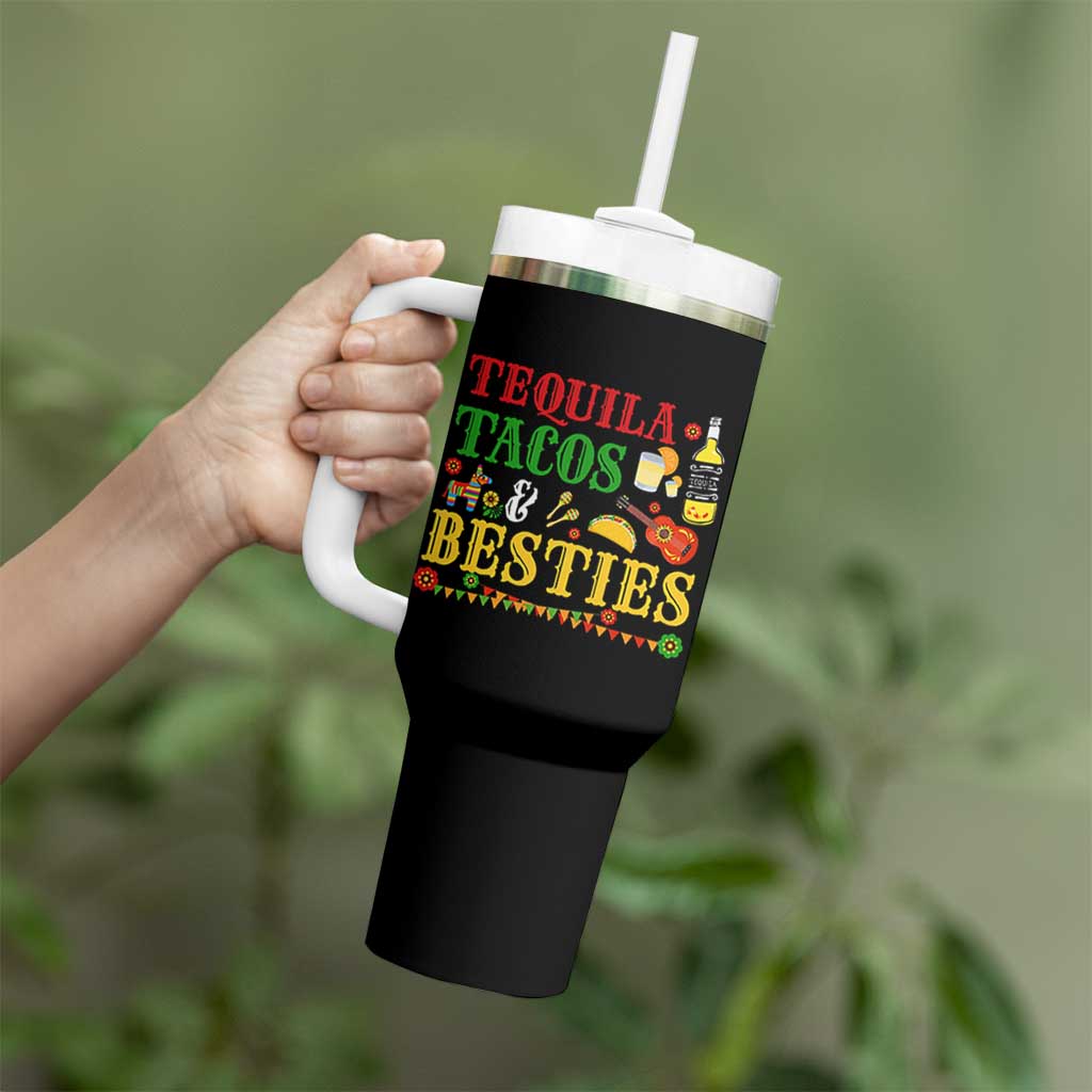 Tequila Tacos And Besties Tumbler With Handle Funny Mexican Fiesta Cinco De Mayo