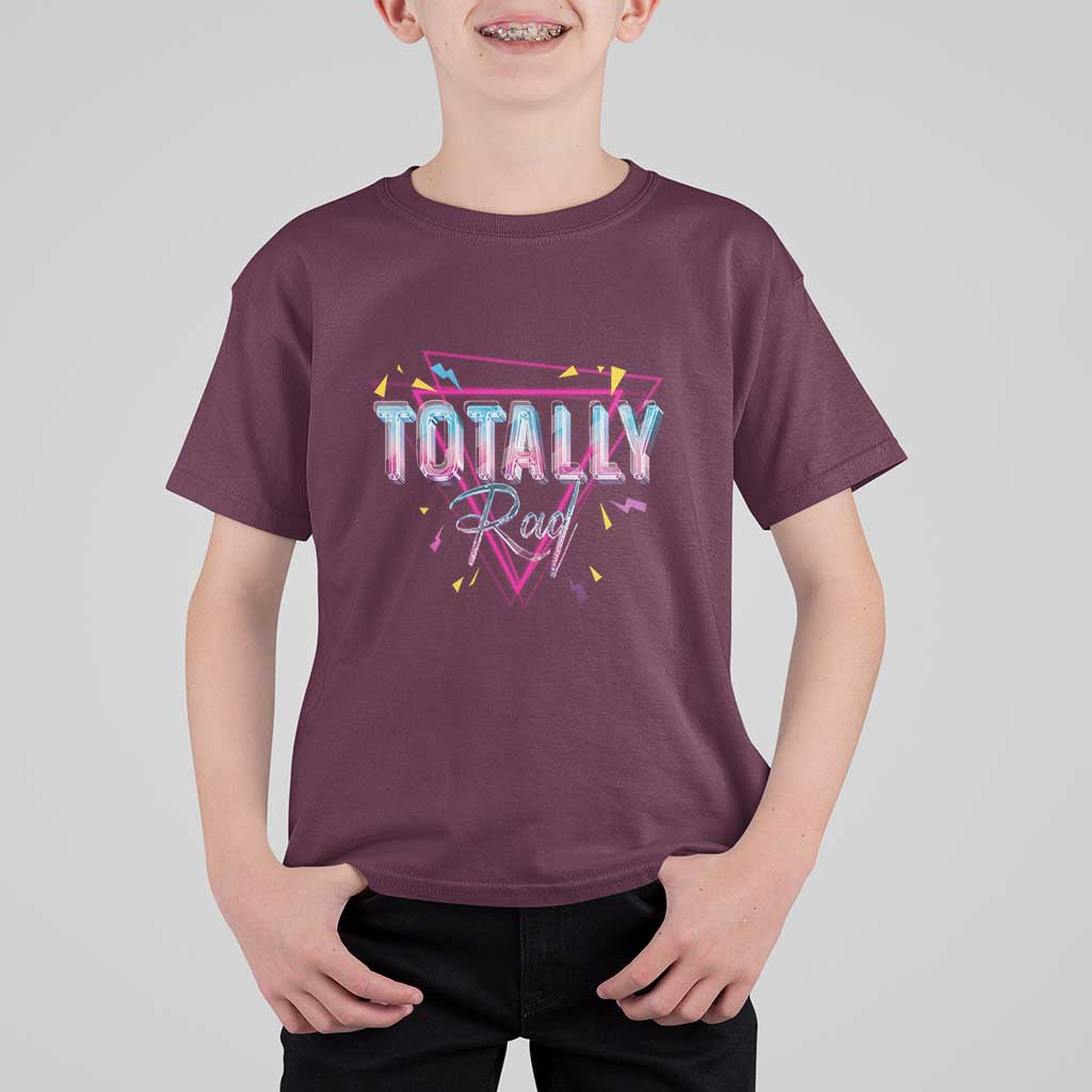 80s T Shirt For Kid Totally Rad Neon Vaporware Triangle - Wonder Print Shop