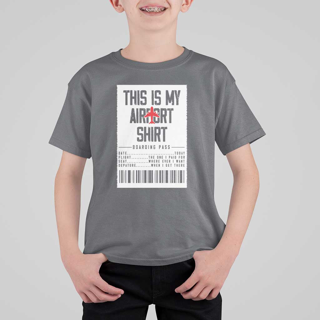 Travel Lover T Shirt For Kid This Is My Aiport Shirt Receipt Barcode - Wonder Print Shop