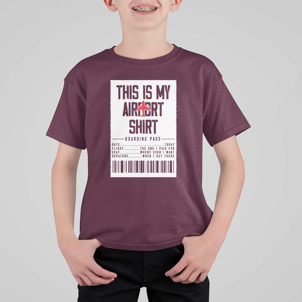 Travel Lover T Shirt For Kid This Is My Aiport Shirt Receipt Barcode - Wonder Print Shop