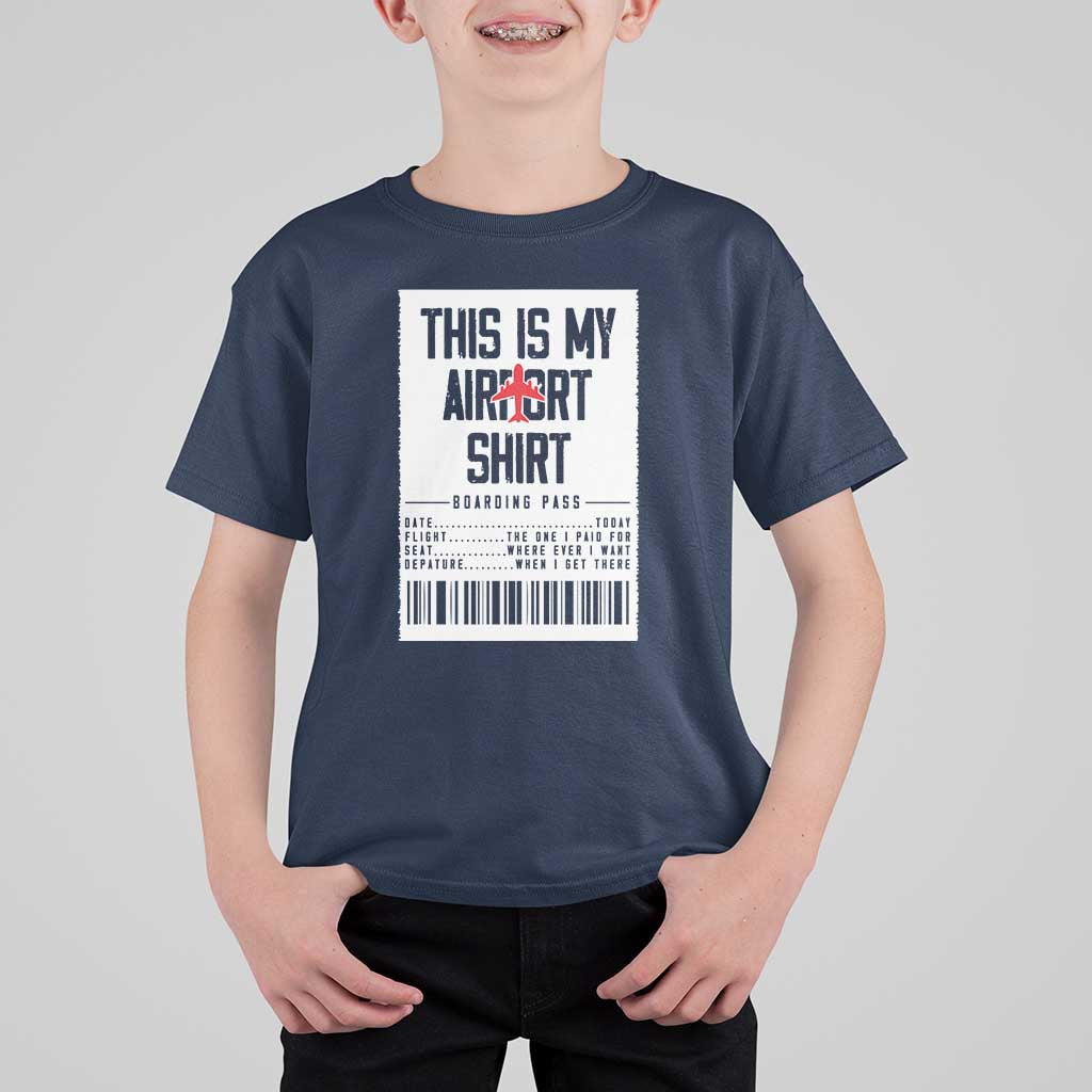 Travel Lover T Shirt For Kid This Is My Aiport Shirt Receipt Barcode - Wonder Print Shop