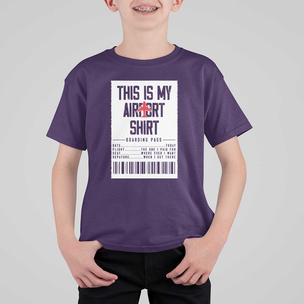 Travel Lover T Shirt For Kid This Is My Aiport Shirt Receipt Barcode - Wonder Print Shop