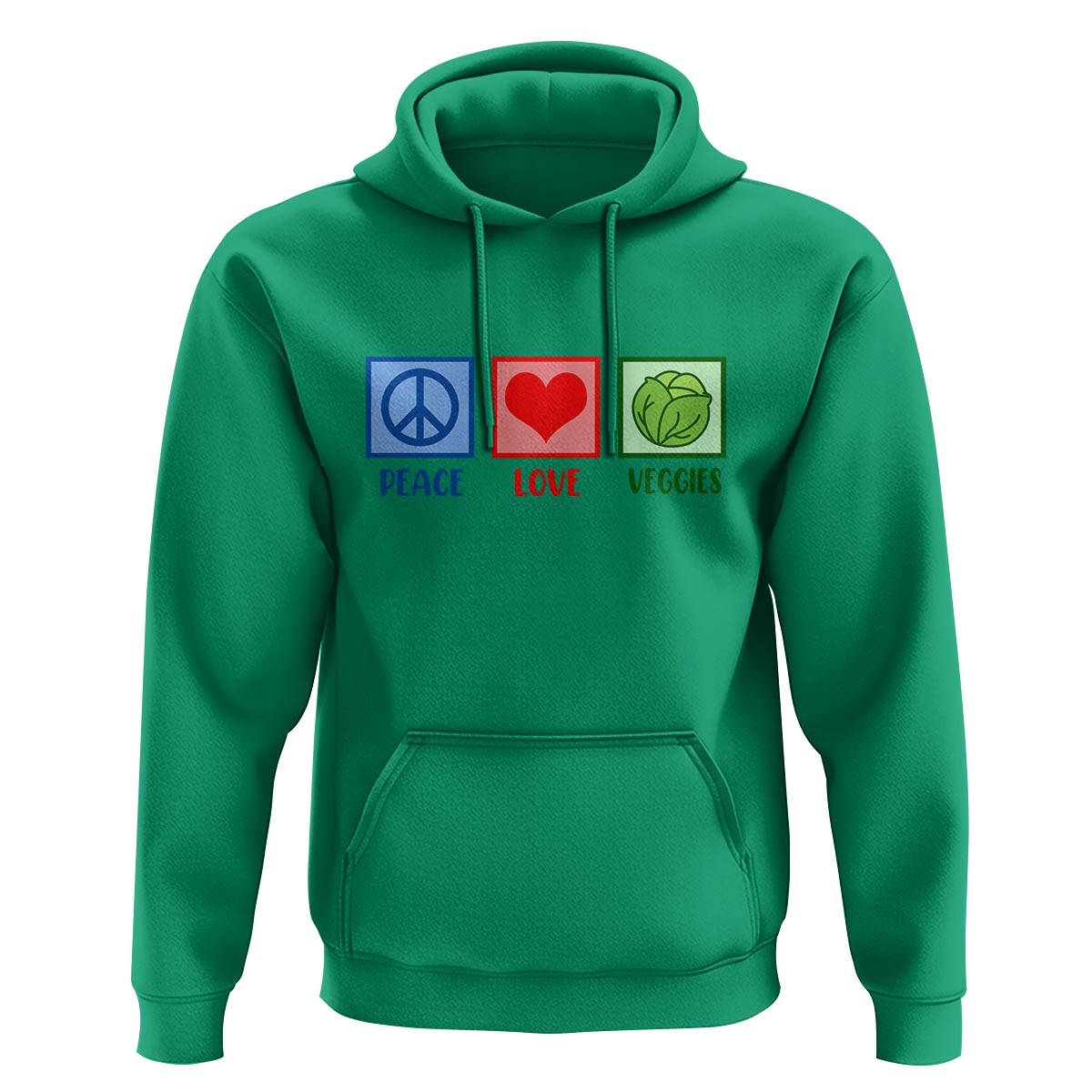 Peace Love Veggies Hoodie Vegetables Themed Funny Vegan Food - Wonder Print Shop