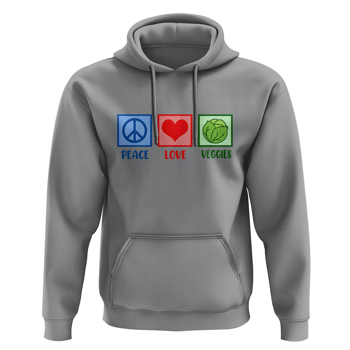 Peace Love Veggies Hoodie Vegetables Themed Funny Vegan Food - Wonder Print Shop