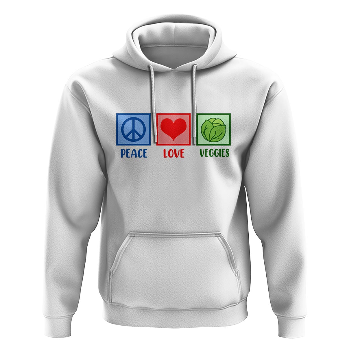 Peace Love Veggies Hoodie Vegetables Themed Funny Vegan Food - Wonder Print Shop
