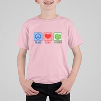 Peace Love Veggies T Shirt For Kid Vegetables Themed Funny Vegan Food - Wonder Print Shop