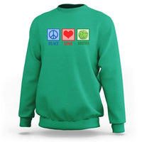 Peace Love Veggies Sweatshirt Vegetables Themed Funny Vegan Food - Wonder Print Shop