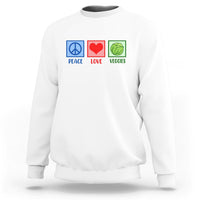 Peace Love Veggies Sweatshirt Vegetables Themed Funny Vegan Food - Wonder Print Shop