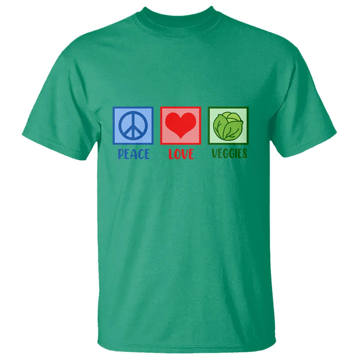 Peace Love Veggies T Shirt Vegetables Themed Funny Vegan Food - Wonder Print Shop