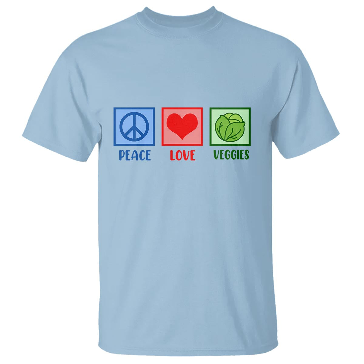 Peace Love Veggies T Shirt Vegetables Themed Funny Vegan Food - Wonder Print Shop