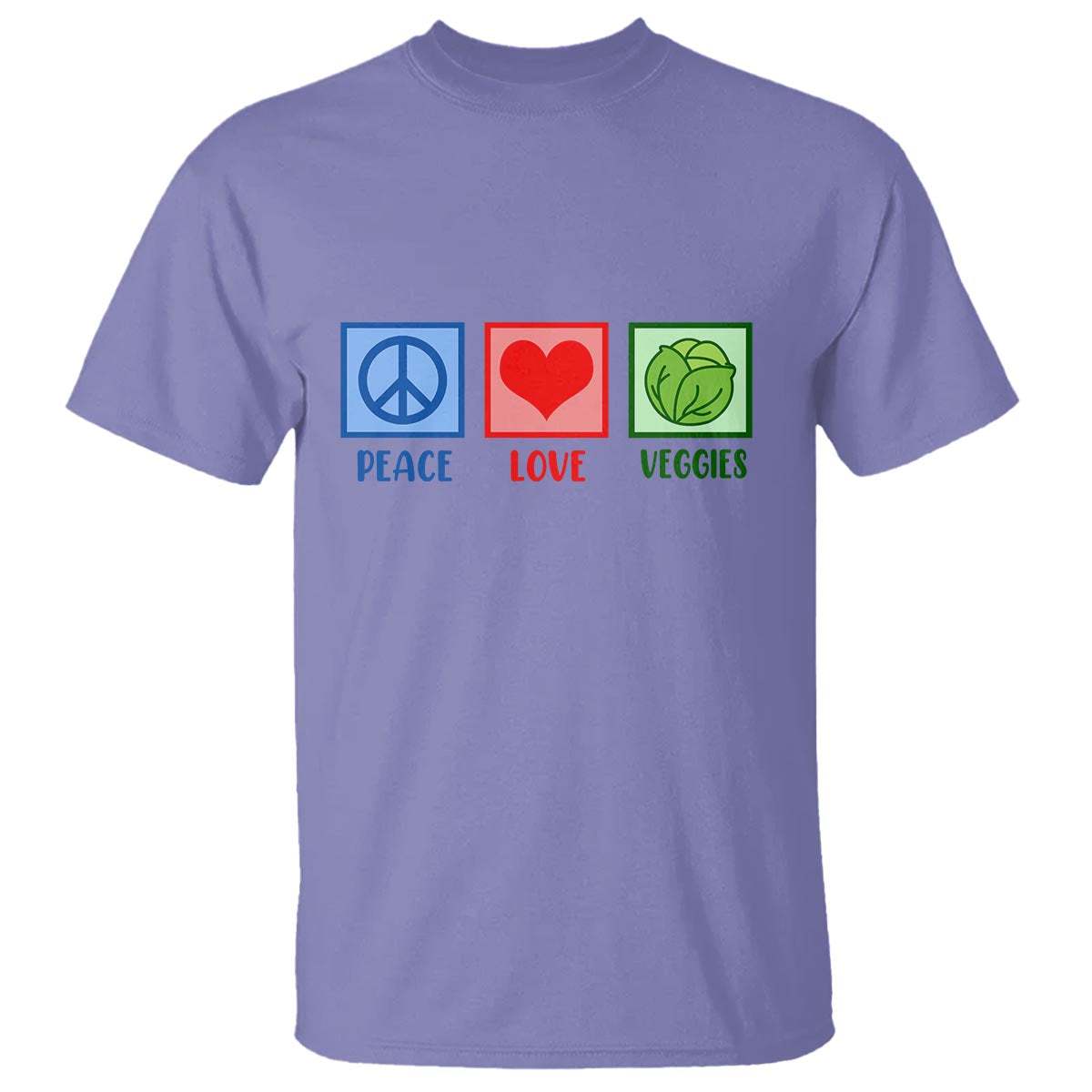 Peace Love Veggies T Shirt Vegetables Themed Funny Vegan Food - Wonder Print Shop
