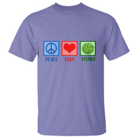Peace Love Veggies T Shirt Vegetables Themed Funny Vegan Food - Wonder Print Shop