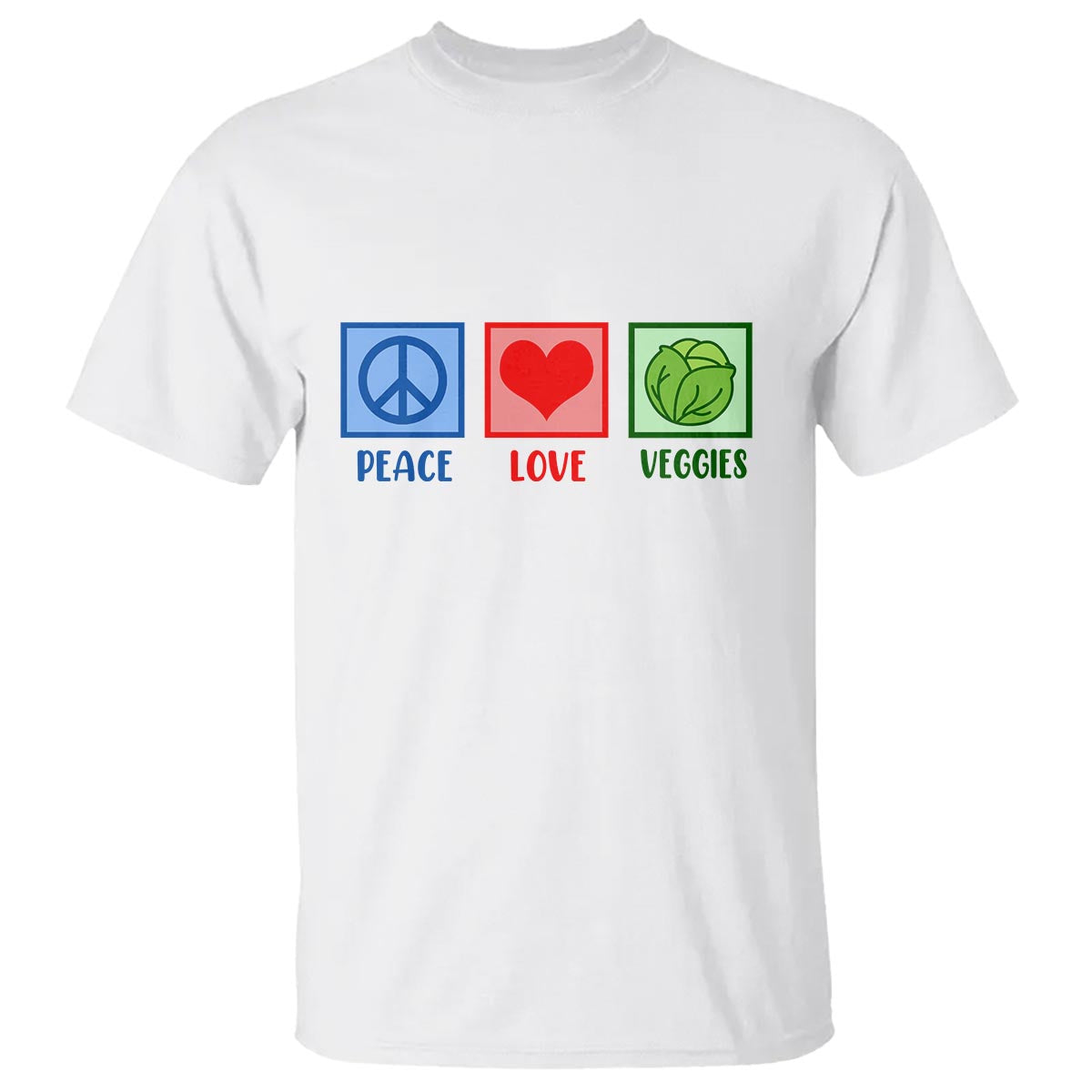 Peace Love Veggies T Shirt Vegetables Themed Funny Vegan Food - Wonder Print Shop