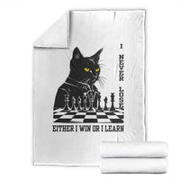Chess Lover Throw Blanket I Never Lose Either I Win Or I Learn Elegant Cool Cat